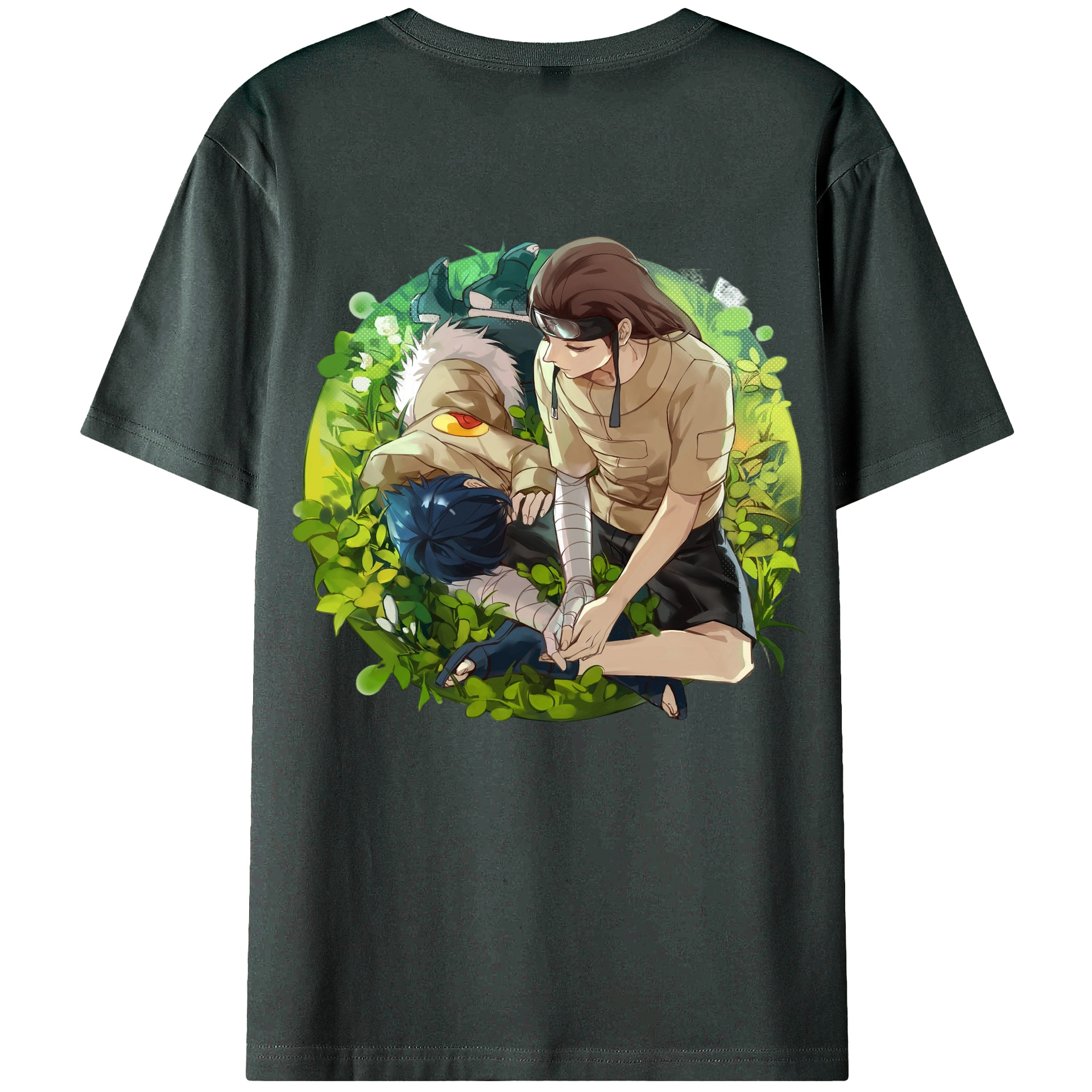 （画像用） NARUTO -ナルト- 日向ネジ Hyūga Neji 綿100％ メンズ半袖Tシャツ（バックプリント） 通気性